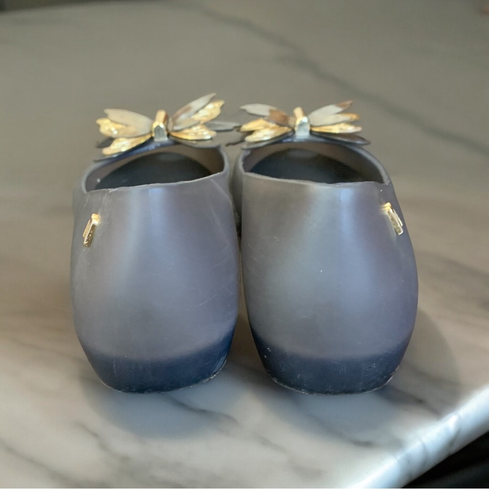 Charcoal Gray Gold Butterfly Melissa Ultragirl Adult Women’s Slip On Shoes - Picture 4 of 12